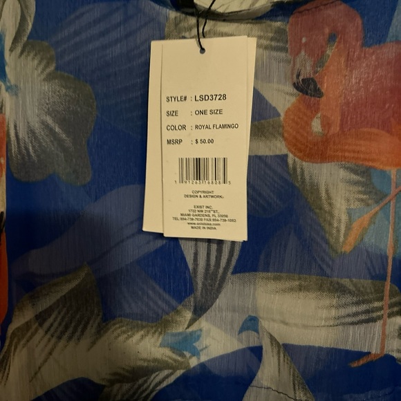 Exist Beach Swimwear Coverup Royal Flamingo One Size - Picture 6 of 6